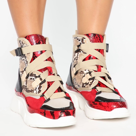 High Top Snake Print Sneakers - Picture 2 of 6